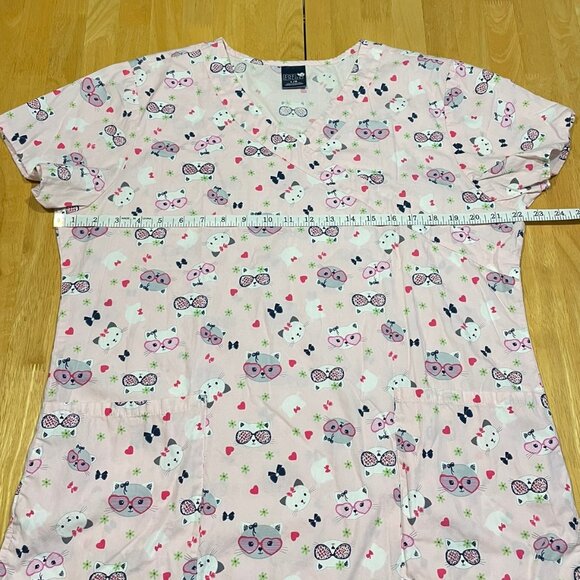 ZOE + CHLOE Bundle Two Tops Scrubs V Neck 100% Cotton Animals Cats Sea Horse , L - Picture 15 of 16